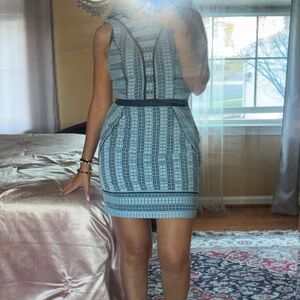 Elegant Blue Patterned Dress